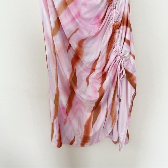 AMYLYNN Pink/Brown Tie Dye Adjustable Side Cinched Skirt Midi Length Size Medium - Picture 3 of 9